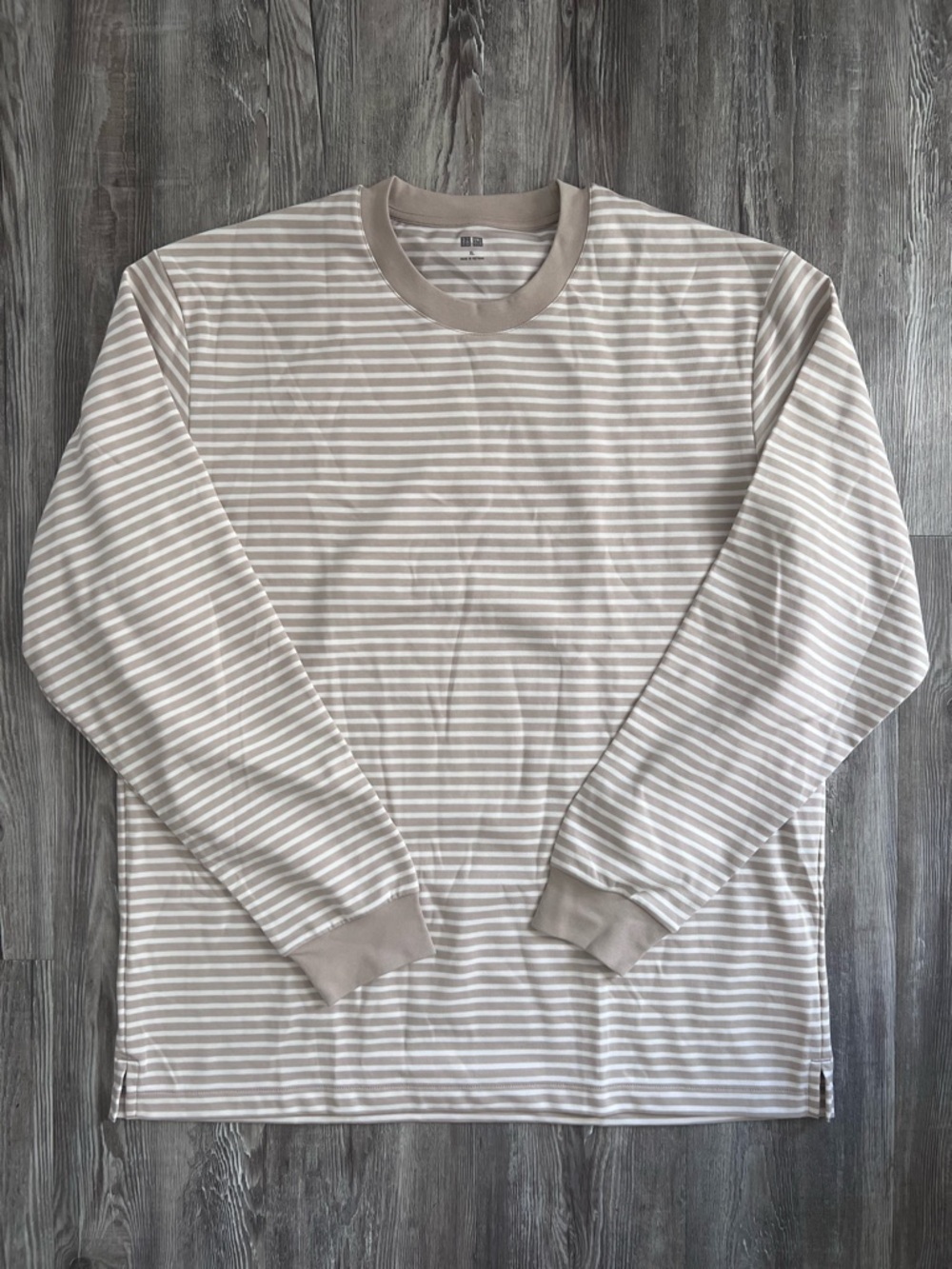 UNIQLO Beige and White Stripe Shirt